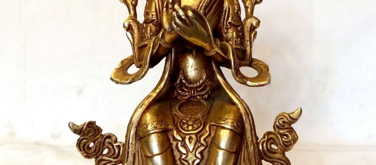 Maitreya Buddha Statue -Gold Painted Face Fire Gold Plating