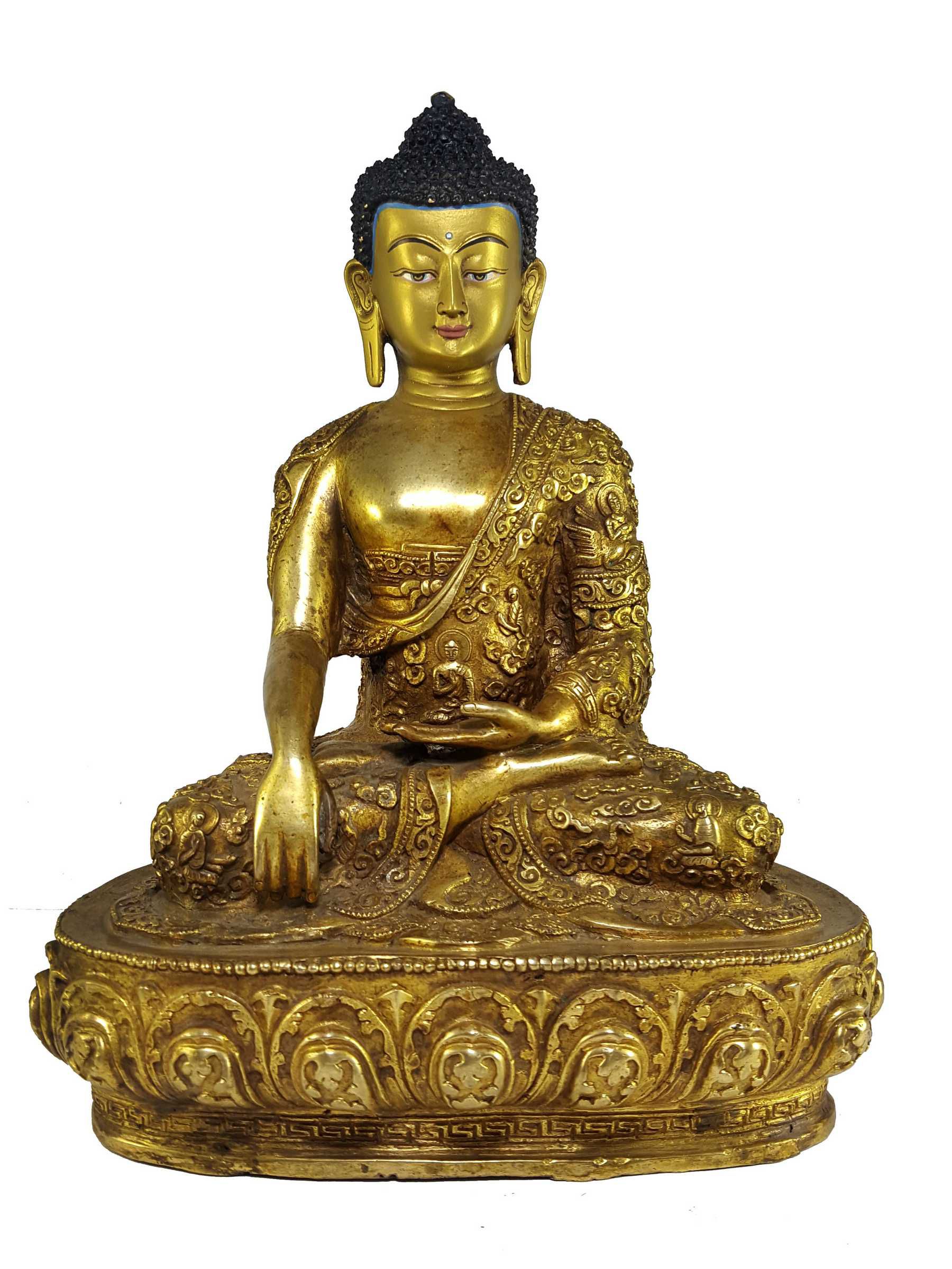 Statue of Shakyamuni Buddha with Buddha Life Story Hand Carving