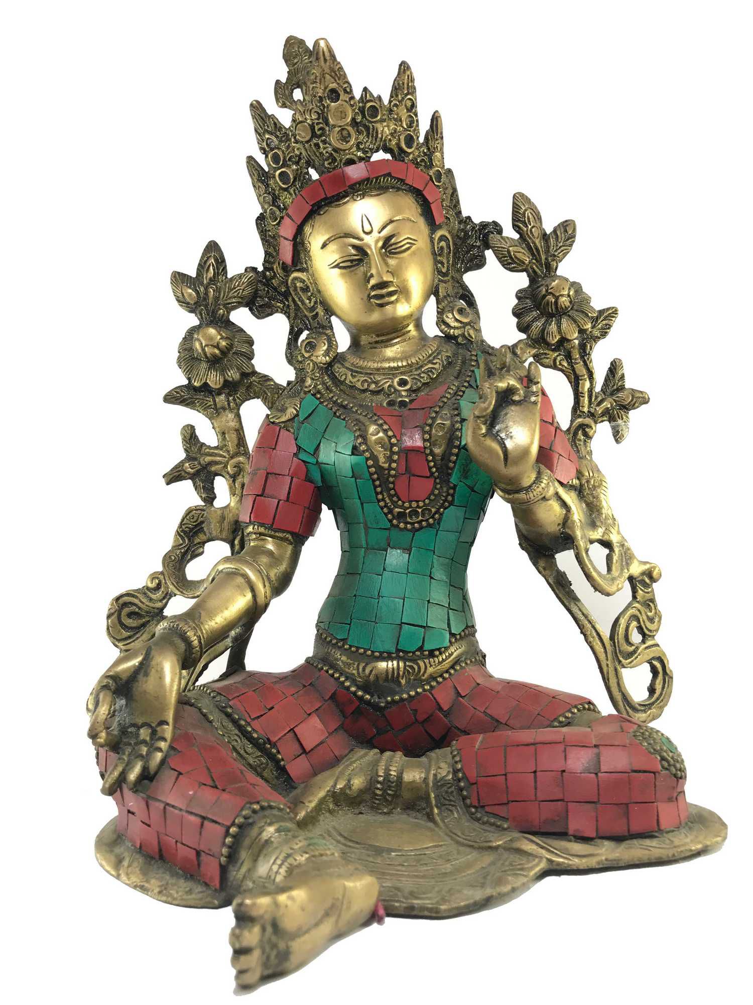 Statue of Green Tara Stone Setting