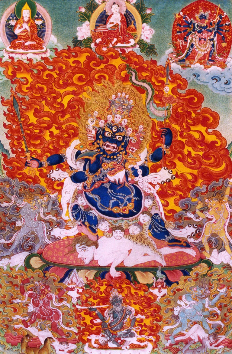 Explaining Buddhist Protector Four Faced Mahakala - Chaturmukha Thangka